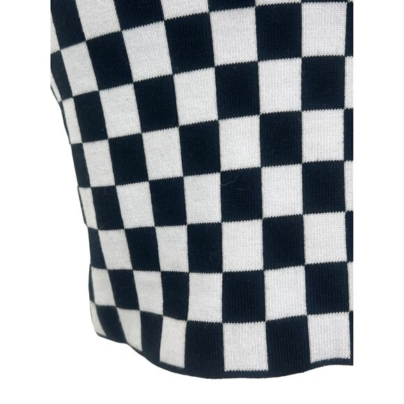 Checkered Black & White Buckle Front Crop Top & Mini Skirt Rave EDM 2 Piece Set - Picture 8 of 16